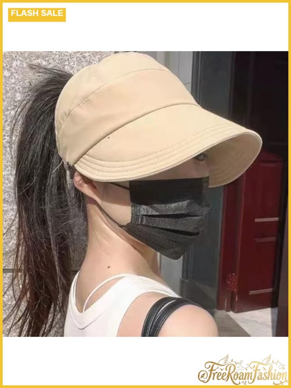 Women's Sun Visor Hat Foldable Wide Brim Open-Top Adjustable Cap